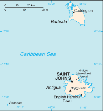 Schematic map of Antigua and Barbuda