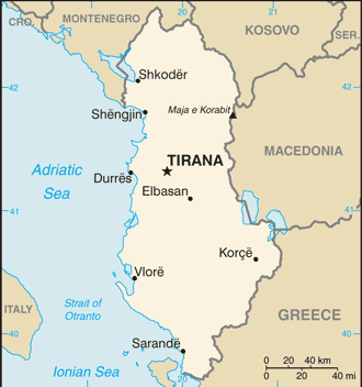 Schematic map of Albania