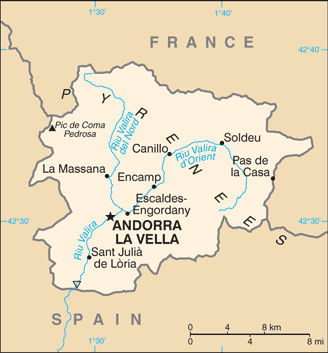 Schematic map of Andorra