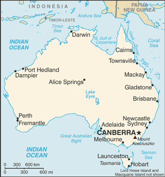 Schematic map of Australia