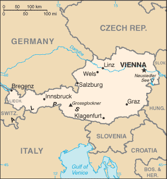 Schematic map of Austria