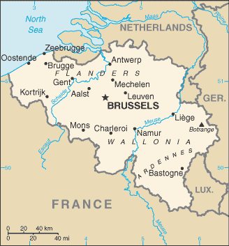 Schematic map of Belgium