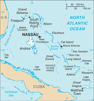 Schematic map of Bahamas