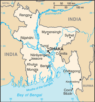 Schematic map of Bangladesh