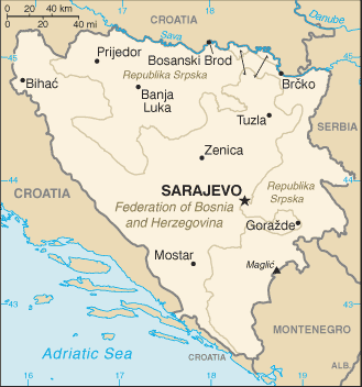 Schematic map of Bosnia and Herzegovina