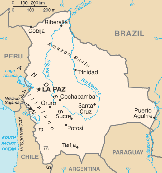 Schematic map of Bolivia