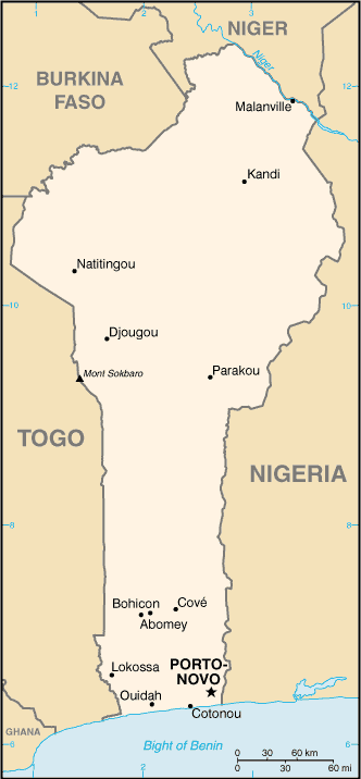 Schematic map of Benin
