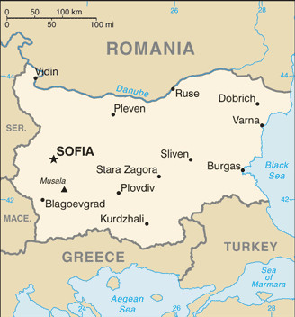 Schematic map of Bulgaria