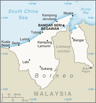 Schematic map of Brunei