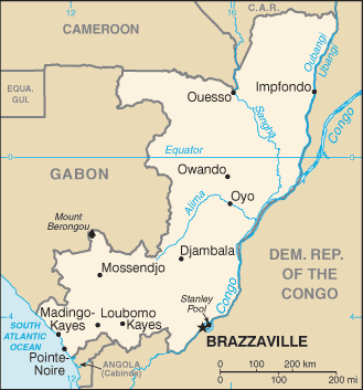 Schematic map of Republic of the Congo