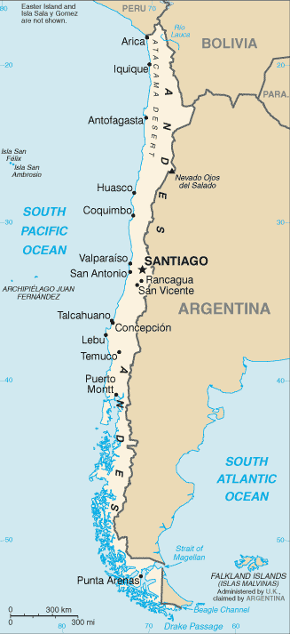 Schematic map of Chile
