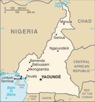 Schematic map of Cameroon
