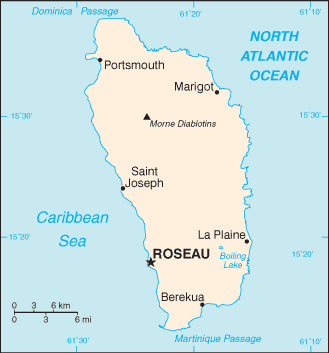 Schematic map of Dominica