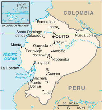 Schematic map of Ecuador