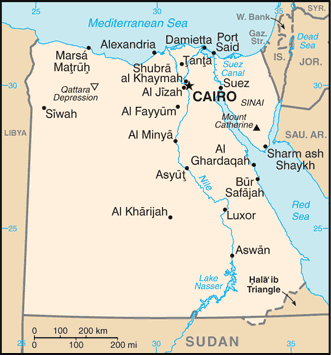 Schematic map of Egypt