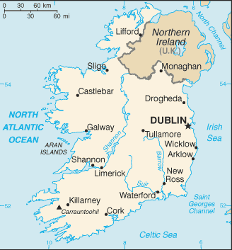 Schematic map of Ireland