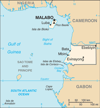 Schematic map of Equatorial Guinea