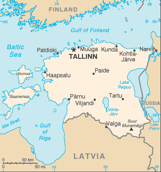 Schematic map of Estonia