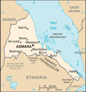 Schematic map of Eritrea