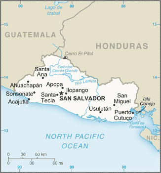 Schematic map of El Salvador