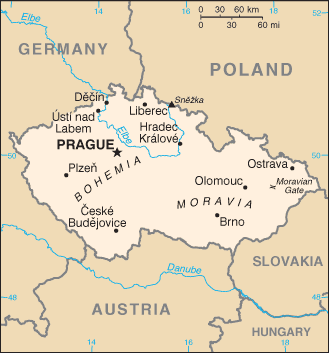 Schematic map of Czechia