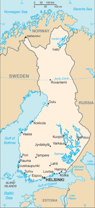 Schematic map of Finland