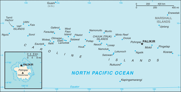 Schematic map of Micronesia