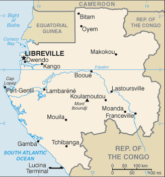 Schematic map of Gabon