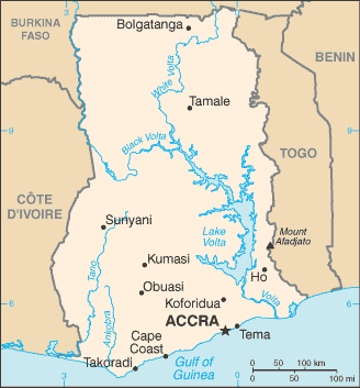 Schematic map of Ghana