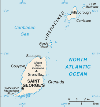 Schematic map of Grenada