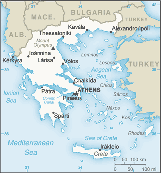 Schematic map of Greece