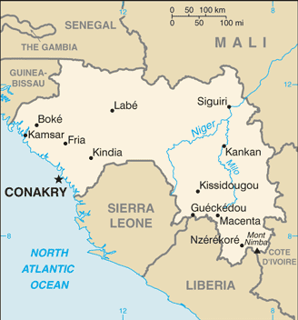Schematic map of Guinea