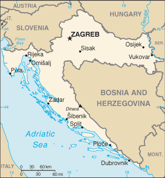 Schematic map of Croatia