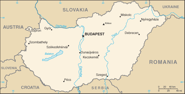 Schematic map of Hungary