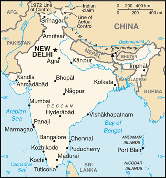 Schematic map of India