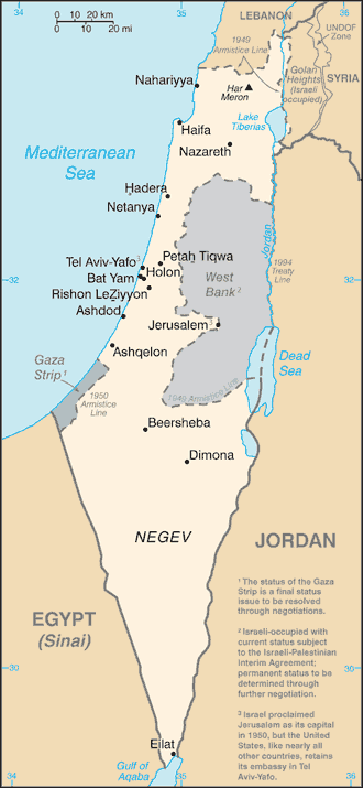 Schematic map of Israel