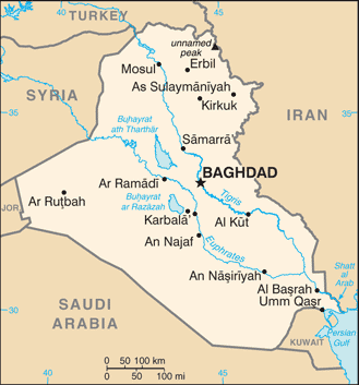 Schematic map of Iraq