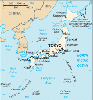 Schematic map of Japan