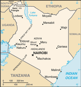 Schematic map of Kenya