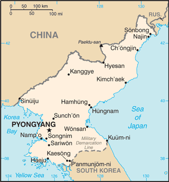 Schematic map of Korea North
