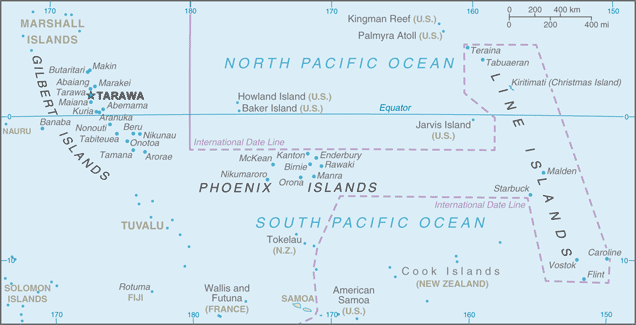 Schematic map of Kiribati