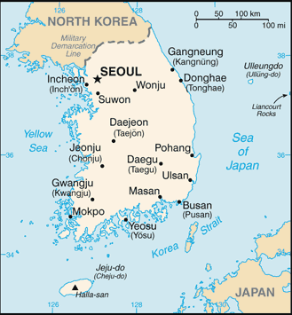 Schematic map of Korea South