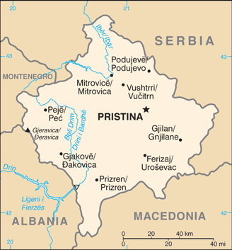 Schematic map of Kosovo