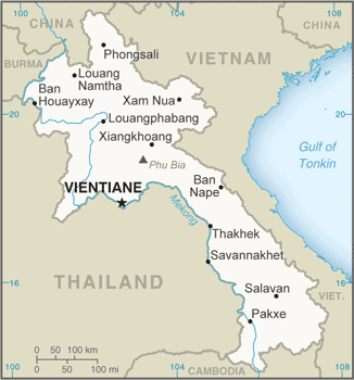 Schematic map of Laos