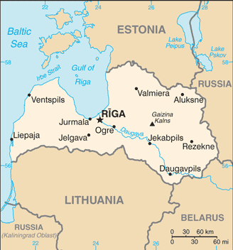 Schematic map of Latvia