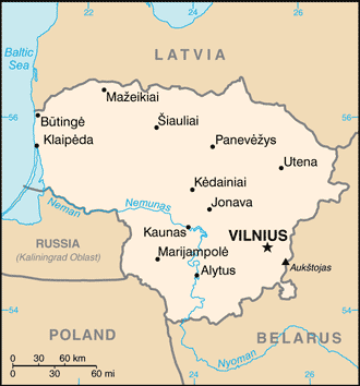 Schematic map of Lithuania