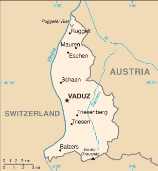 Schematic map of Liechtenstein