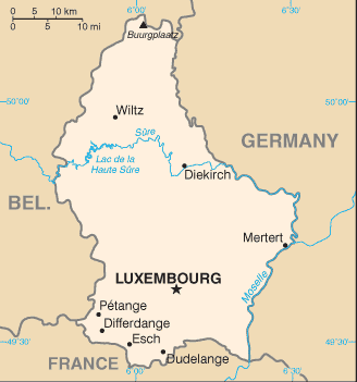 Schematic map of Luxembourg