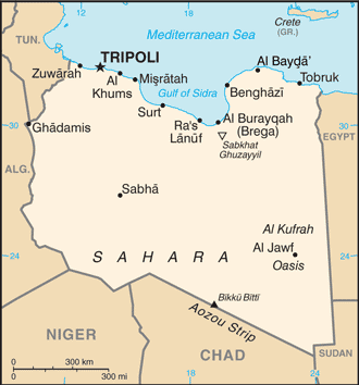 Schematic map of Libya
