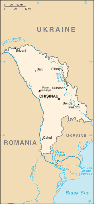 Schematic map of Moldova